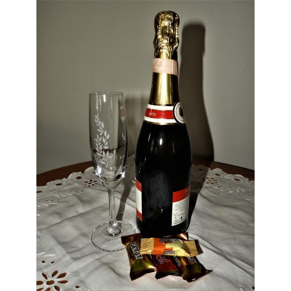 Champagneglas med motiv