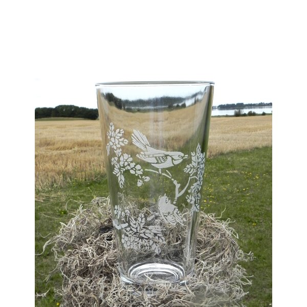 Stor vase med fuglemotiv