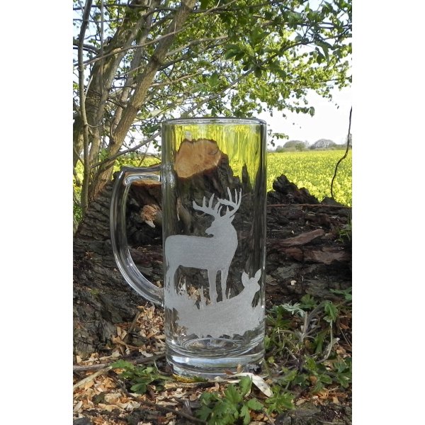 Ølkrus med jagtmotiv