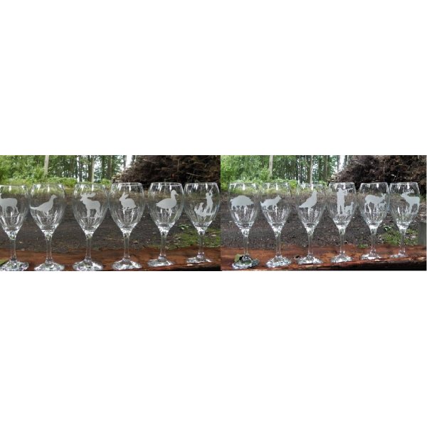 12 st.vinglas med jagtmotiver